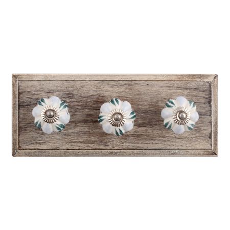 Light Blue Ceramic Wooden Hooks